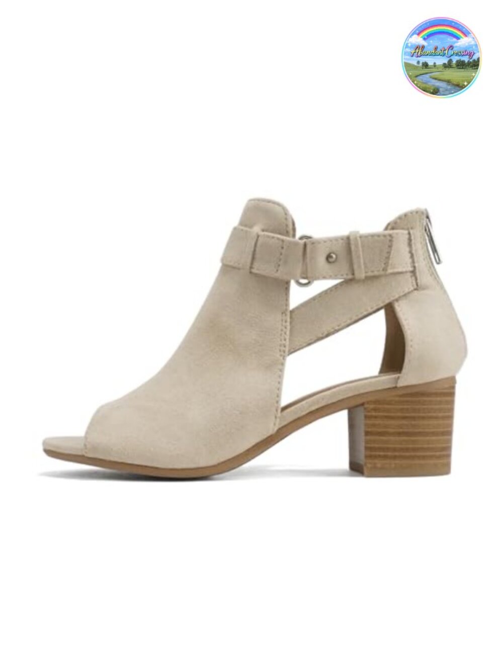 Women's Cutout Side Strap Mid Block Heel Ankle Bootie